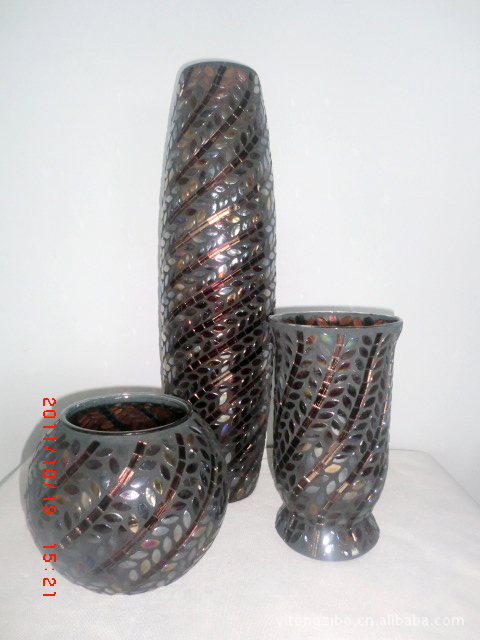 【出口歐美精美手工制作馬賽克貼片工藝花瓶】?jī)r(jià)格,廠家,圖片,玻璃工藝品,淄博易通輕工制品-